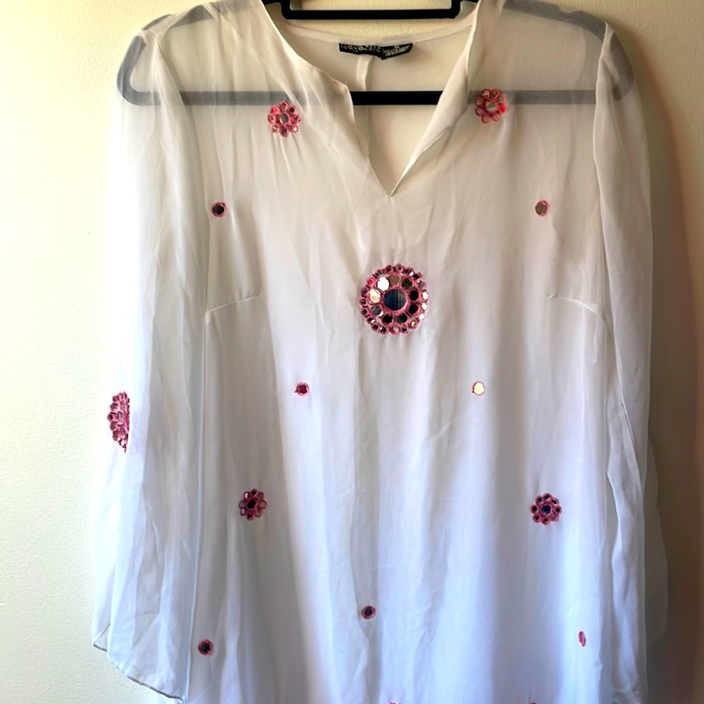 Sheer white swim coverup